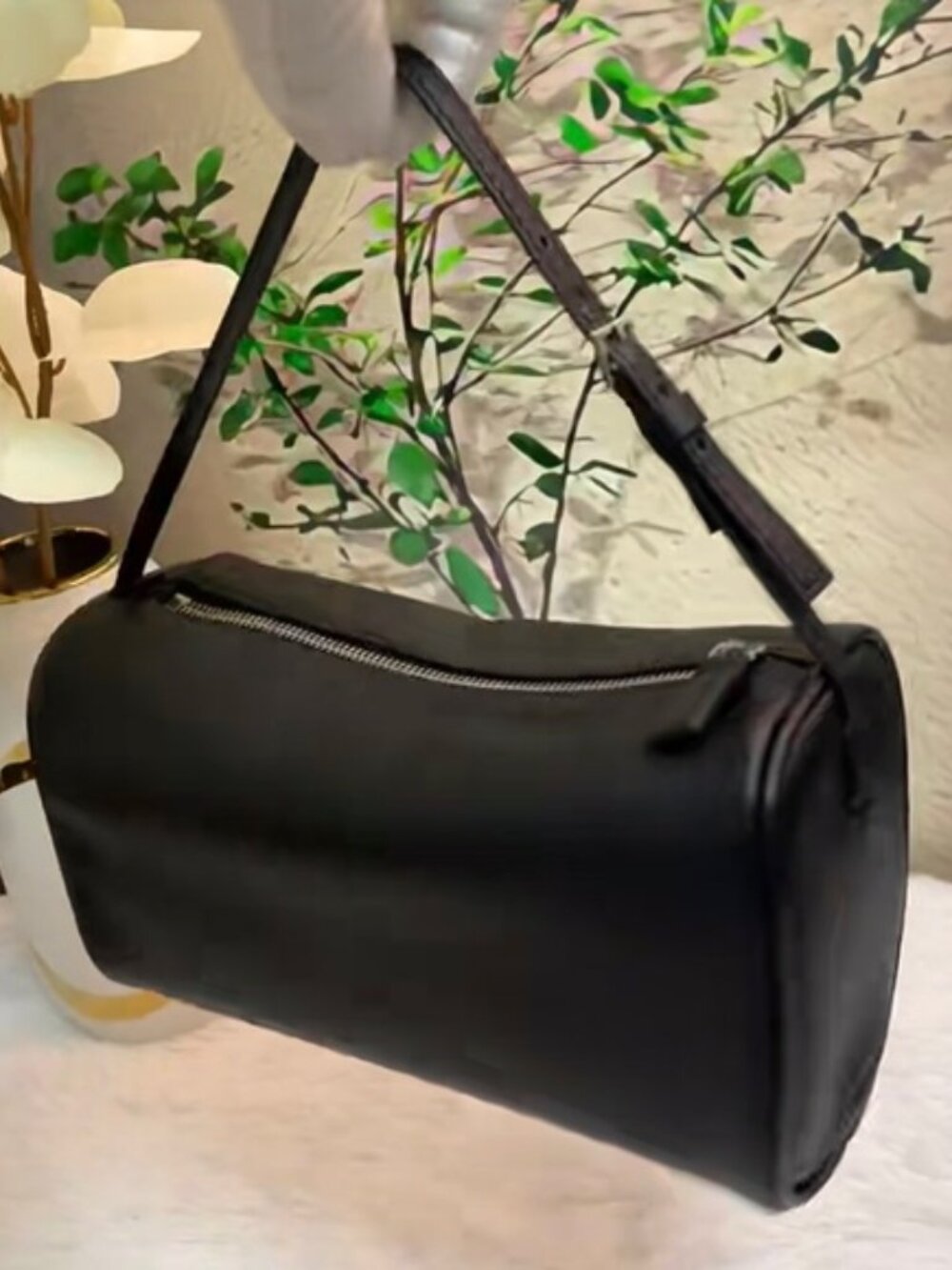 The Row Black Leather Wristlet